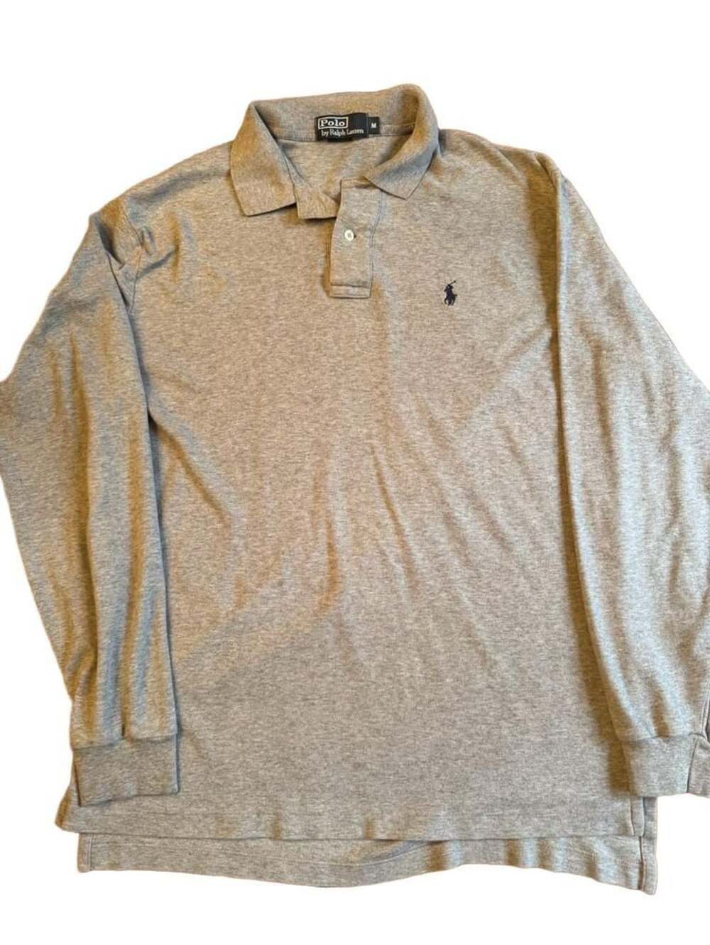 Polo By Ralph Lauren Long Sleeve Polo Shirt Size M Gray Cotton